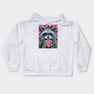 Valentine's Day Racoon With Sugar Cookie Kids Hoodie